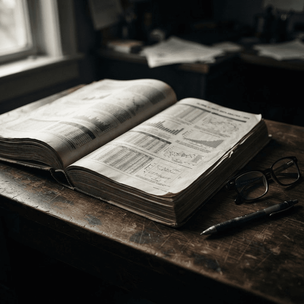 A thick printed scientific report on a desk
