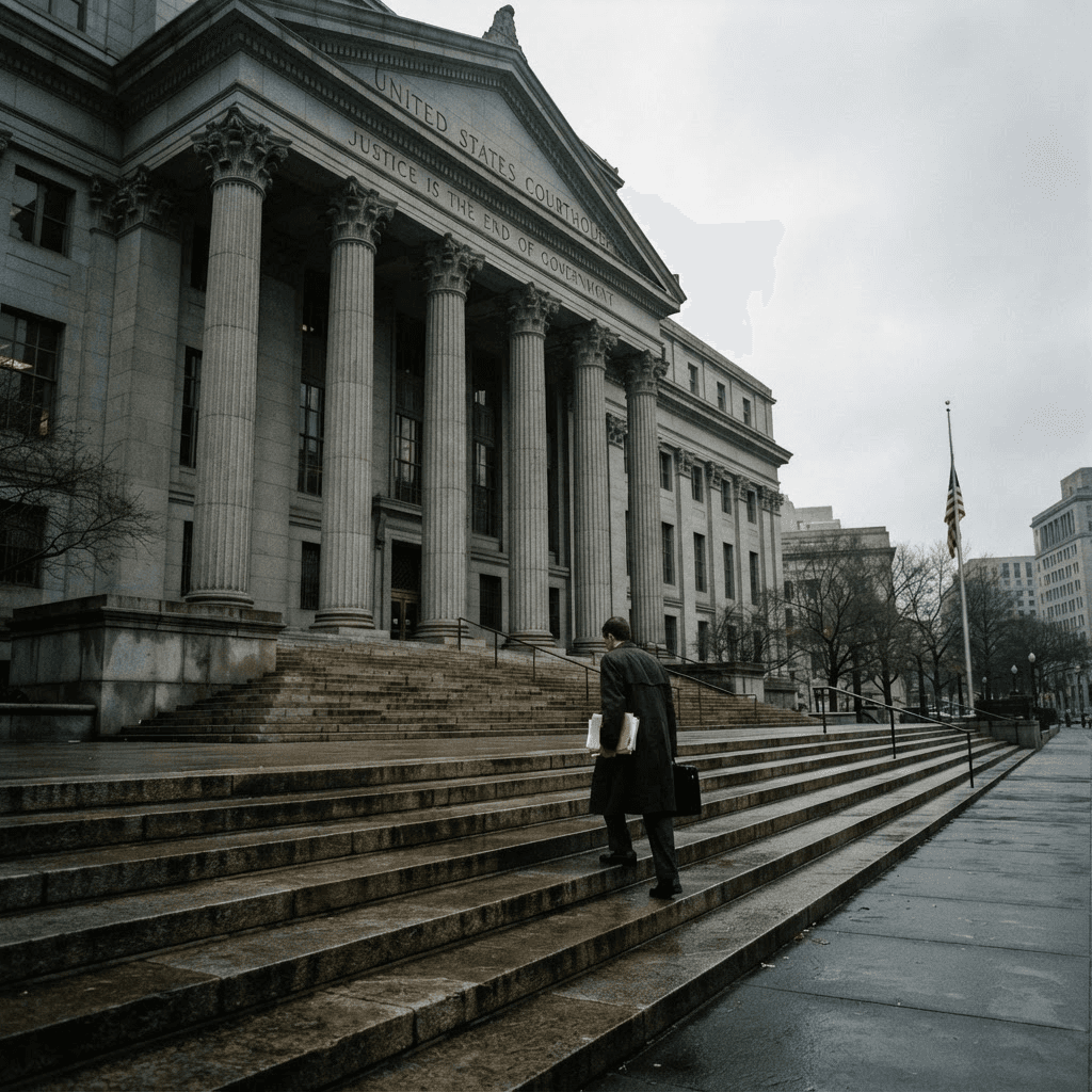 Exterior steps of a U.S. federal courthouse