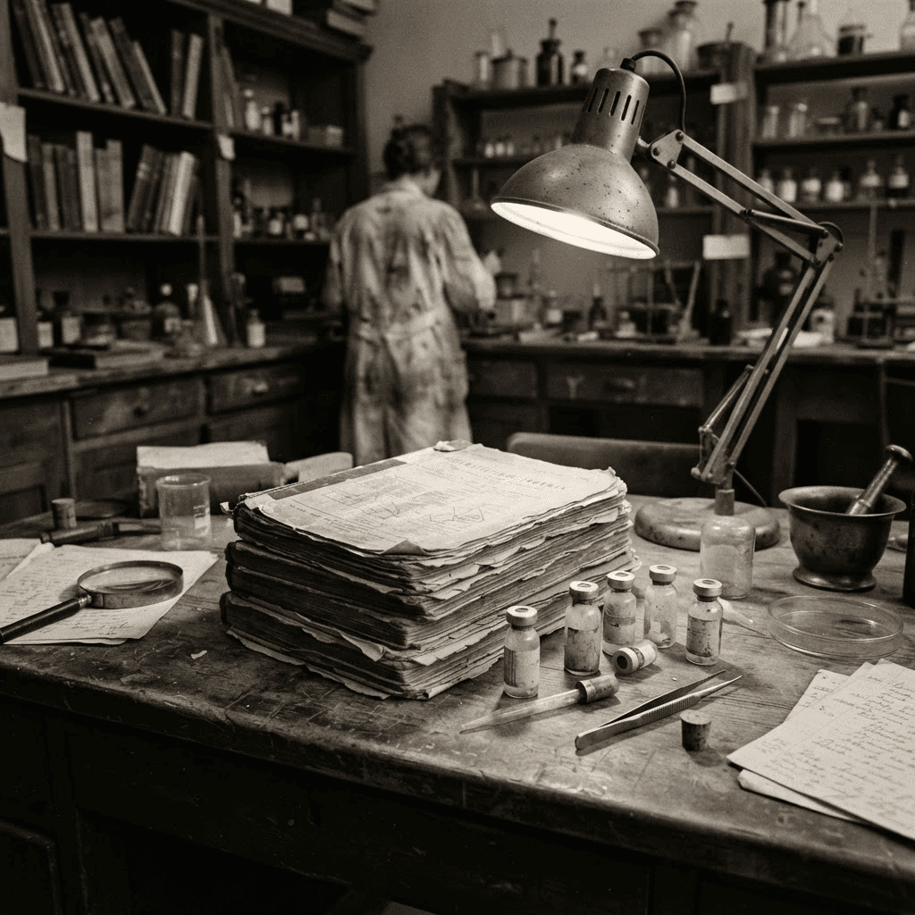 A stack of decades-old scientific journals